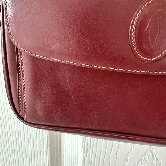 Cartier Must de Cartier Bordeaux Leather Crossbody/Shoulder Bag Pre Loved beauty - Picture 6 of 16